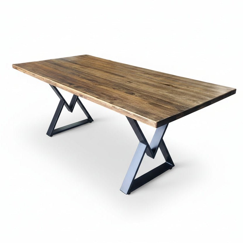 Masa Lemn Masiv Tei | Picioare Metal, Design Modern, 200x95cm, Mahon - BUZ.RO
