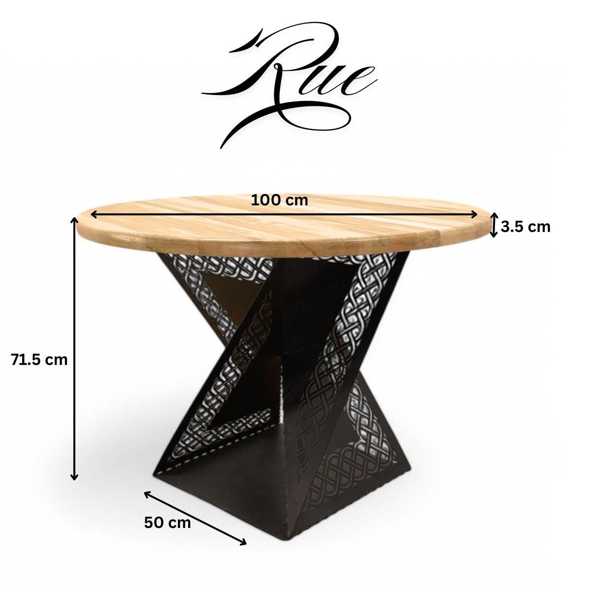 Masa lemn tei, cu cadru din metal, Rue, 100x71.5 cm - BUZ.RO