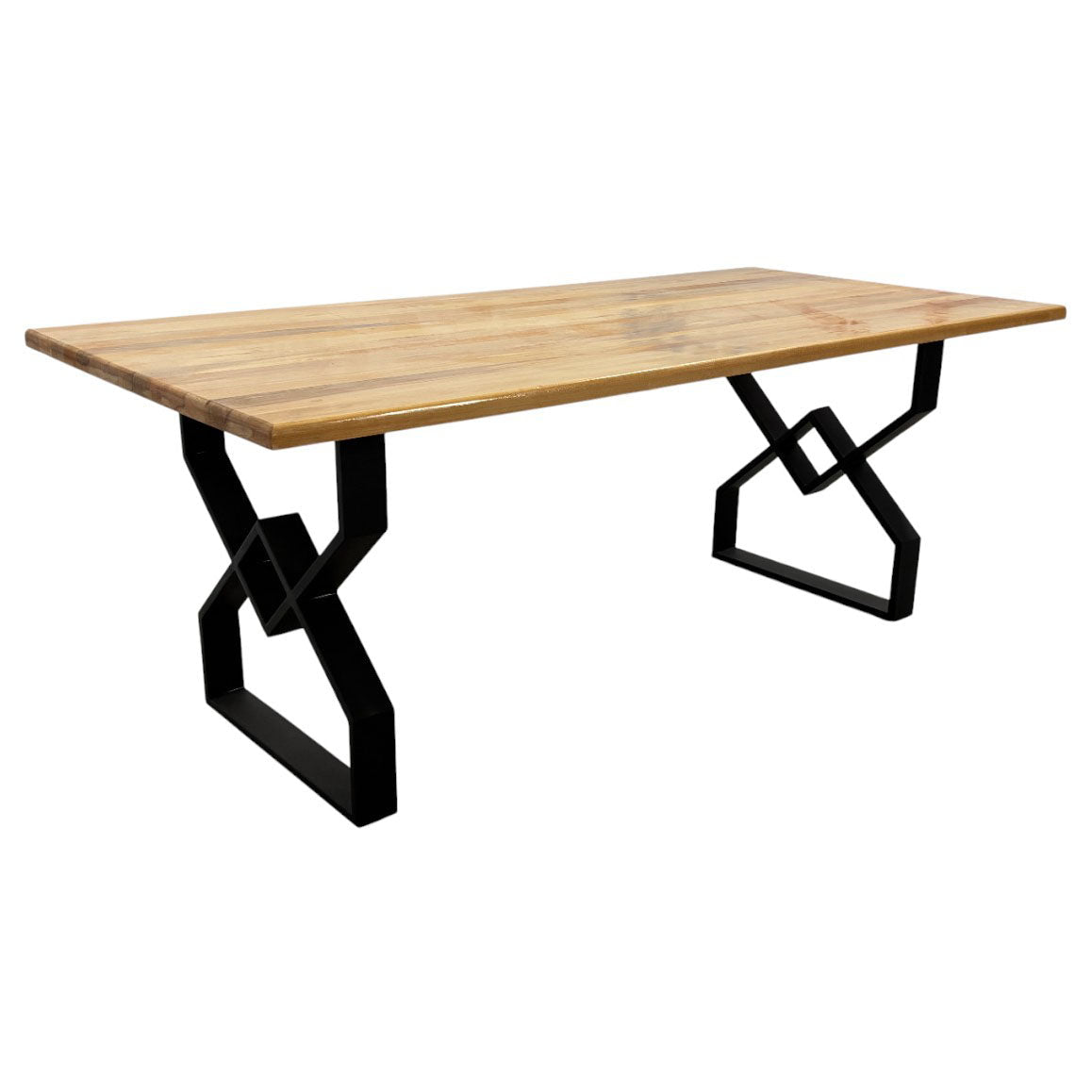 Masa lemn tei, cu picioare masa metal, DARIA, 200 L* 95 l* 75.5 H cm - BUZ.RO
