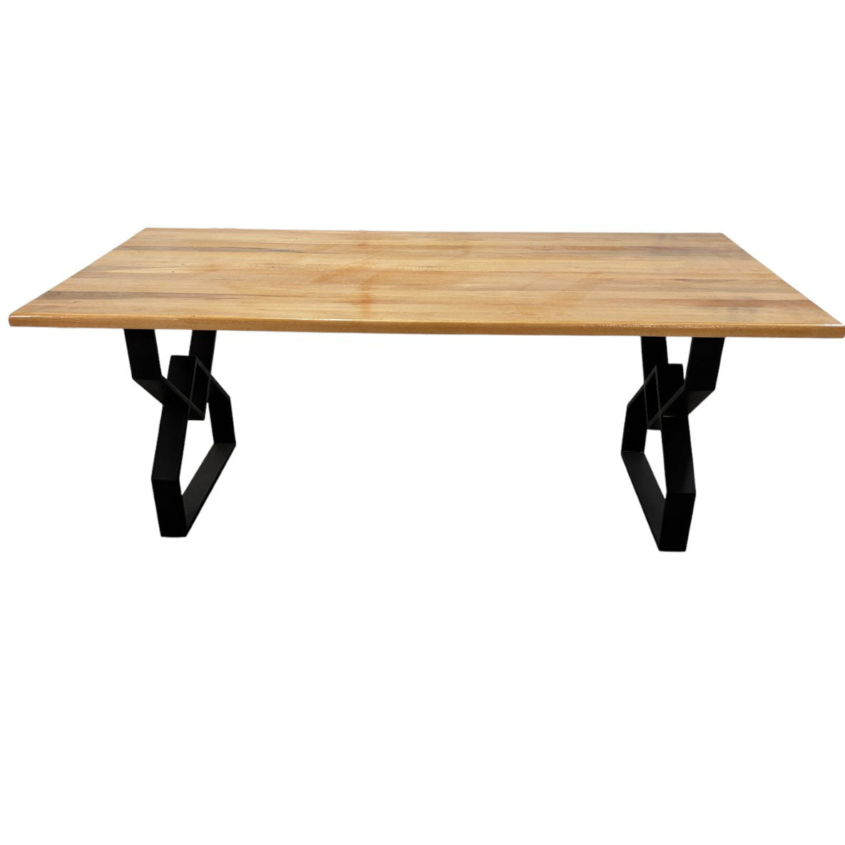 Masa lemn tei, cu picioare masa metal, DARIA, 200 L* 95 l* 75.5 H cm - BUZ.RO