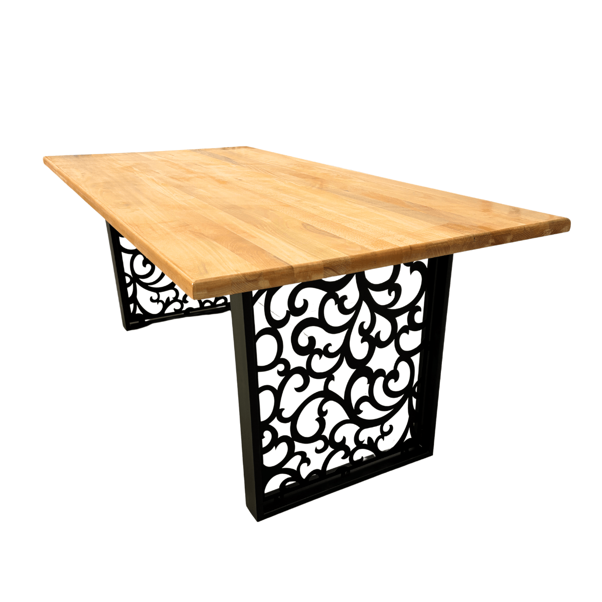 Masa lemn tei, cu picioare masa metal, Destiny, 200 L* 95 l* 75.5 H cm - BUZ.RO