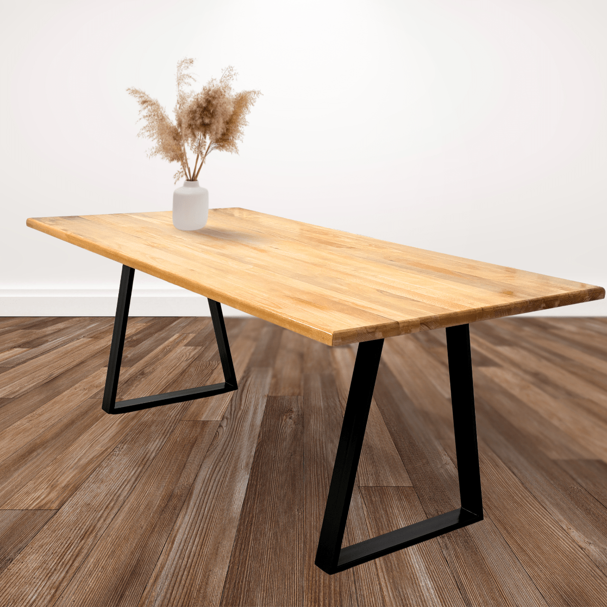 Masa lemn tei, cu picioare masa metal, Edera, 200 L* 95 l* 75.5 H cm - BUZ.RO