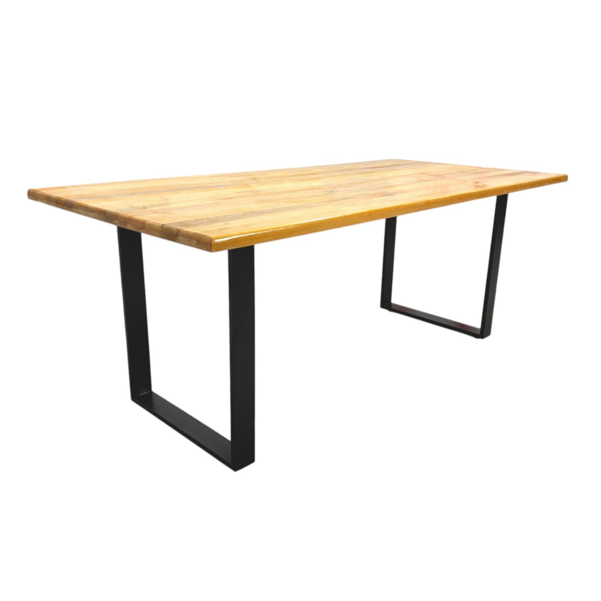 Masa lemn tei, cu picioare masa metal, Selena, 200 L* 95 l* 75.5 H cm - BUZ.RO