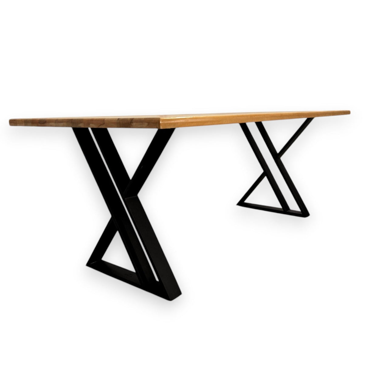 Masa lemn tei, cu picioare masa metal, Violette, 200 L* 95 l* 75.5 h cm - BUZ.RO