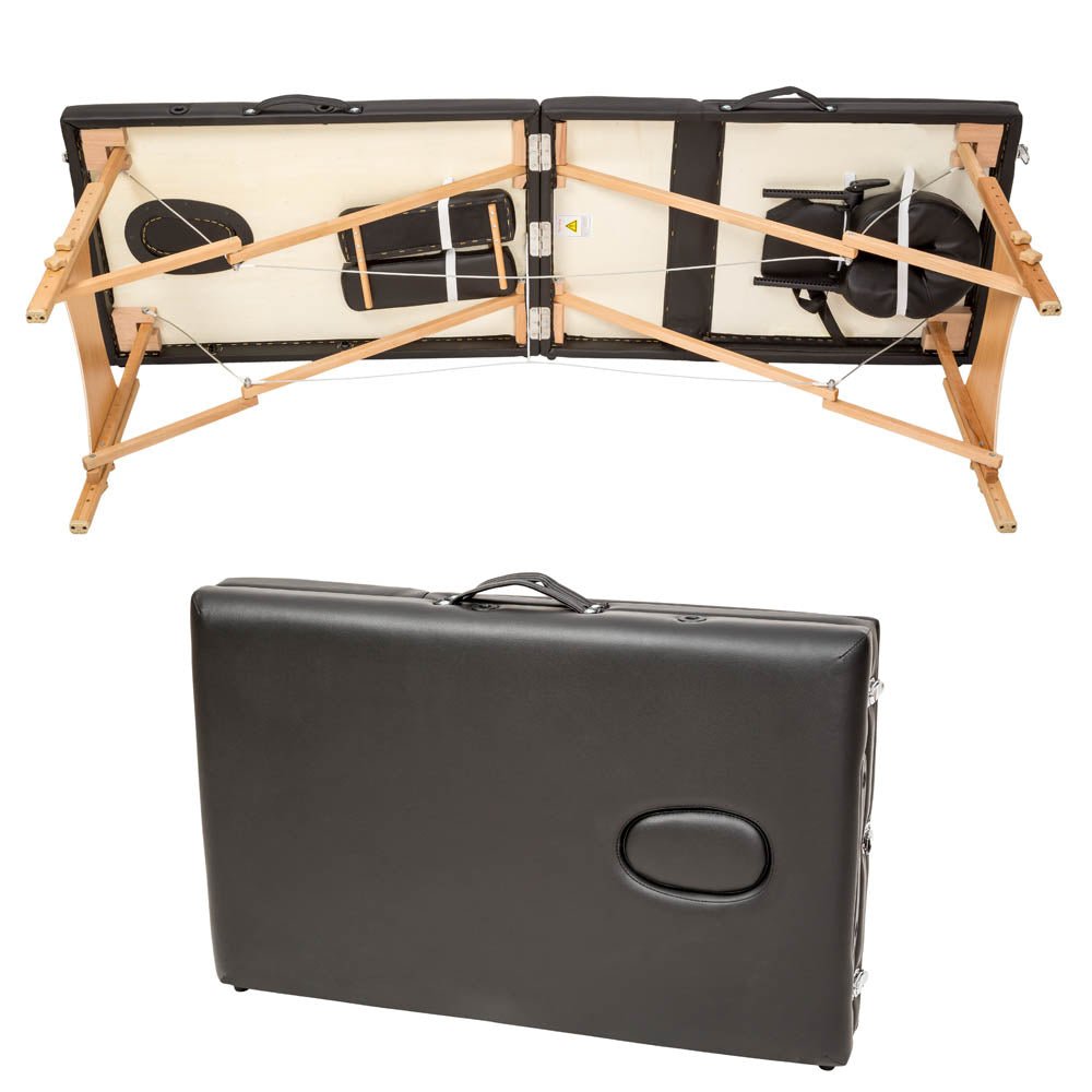 Masa, pat pentru masaj, cosmetica, portabila, inaltime reglabila 62 - 89 cm, cu 2 cotiere, maxim 250 kg, piele ecologica - BUZ.RO