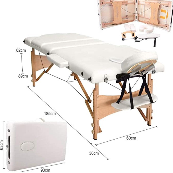 Pat masaj / pat cosmetica, portabil, inaltime reglabila 62-89 cm, cu 2 cotiere, maxim 250 kg, piele ecologica