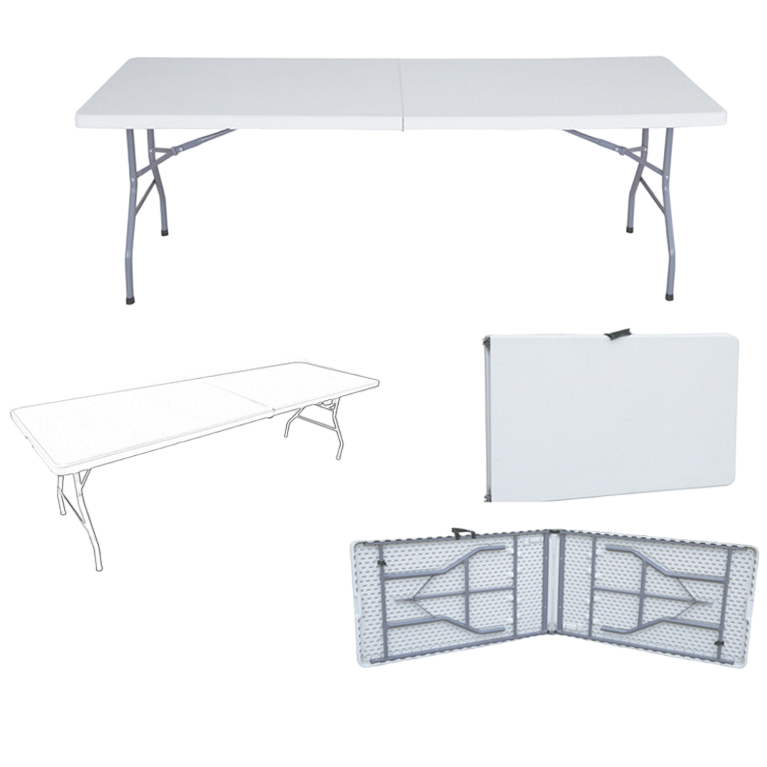 Masa pliabila pentru camping, gradina sau terasa, pescuit, 180 cm, portabila, alb gri