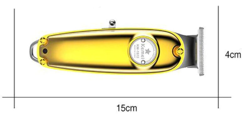 Mașină de Tuns Profesională Kemei – Reîncărcabilă, 3 Capete, Lame Inox, Rezistentă la Apă, din otel, auriu