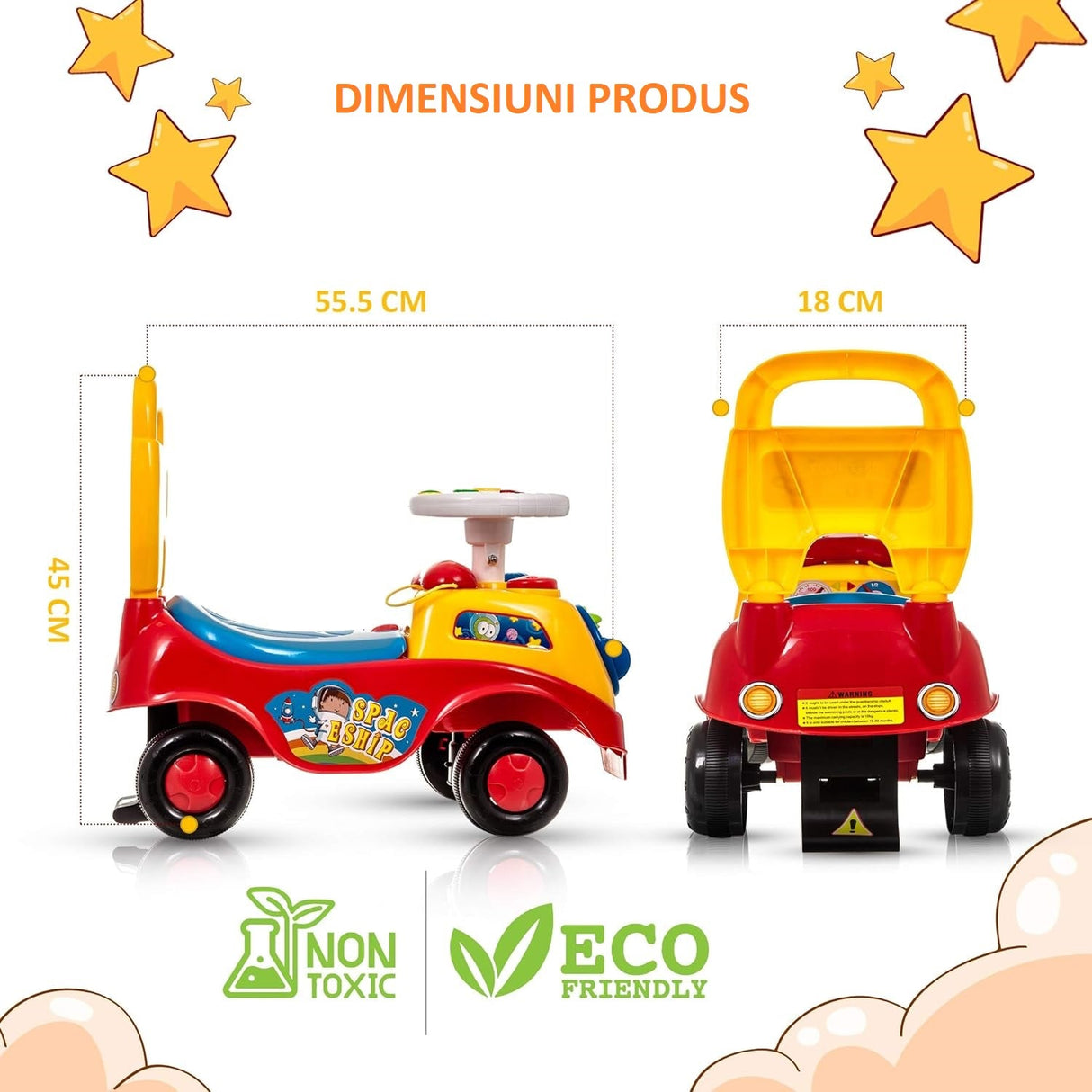 Masinuta copii, premergator, cu sunete, lumini, volan, colorata, primii pasi - BUZ.RO