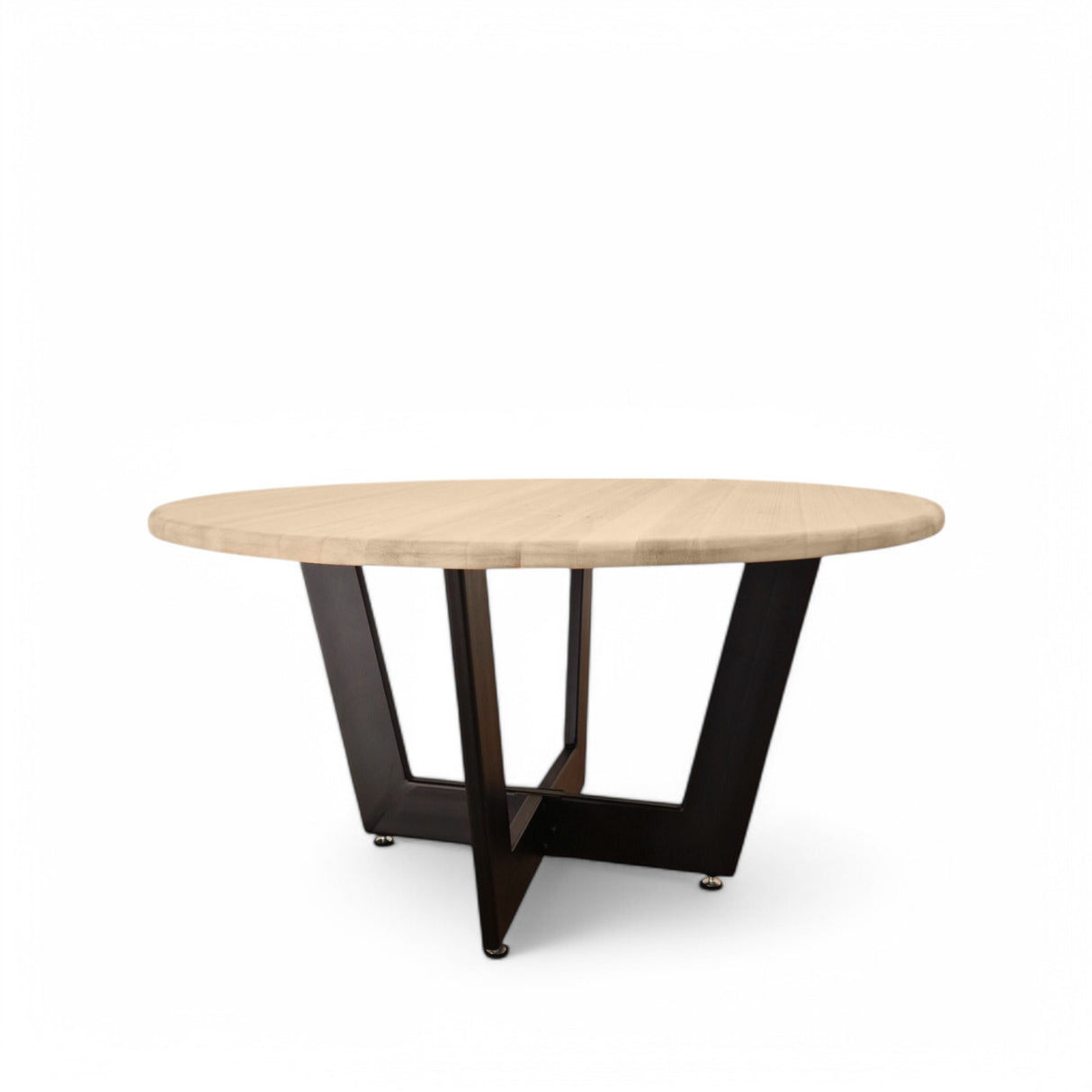 Masuta cafea, cu blat din lemn masiv tei, picior metalic, Artemis, 90x47 cm