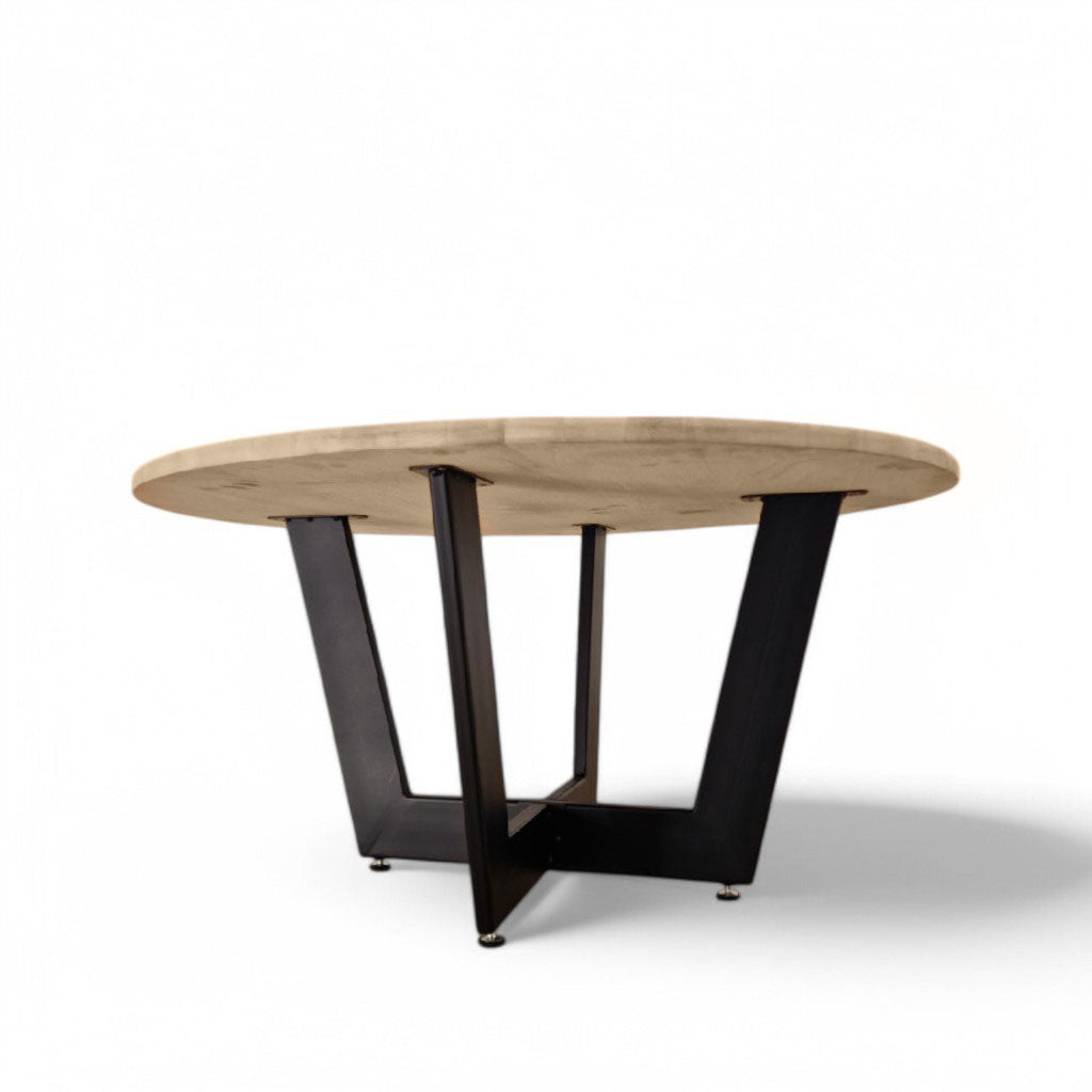 Masuta cafea, cu blat din lemn masiv tei, picior metalic, Artemis, 90x47 cm