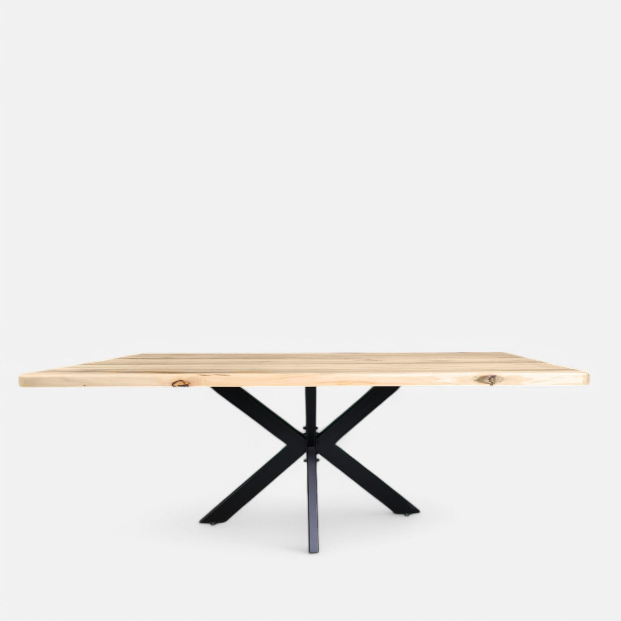 Masa lemn masiv tei, cu picioare masa metal, Spider, 200x95x78 cm