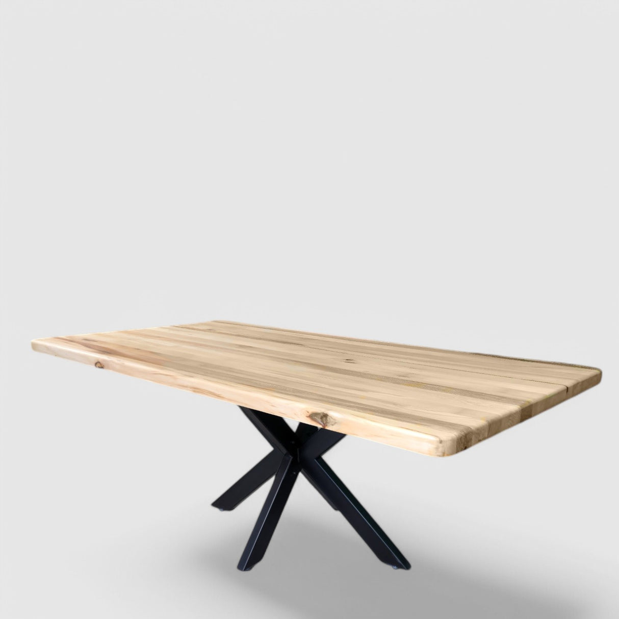 Masa lemn masiv tei, cu picioare masa metal, Spider, 200x95x78 cm