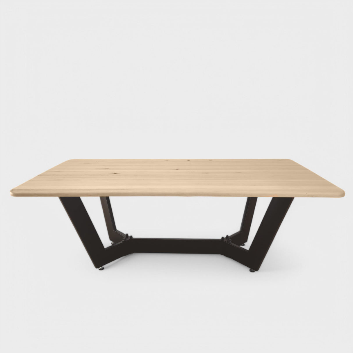 Masuta cafea, cu blat din lemn masiv tei, picior metalic, Hera, 135x72x47 cm