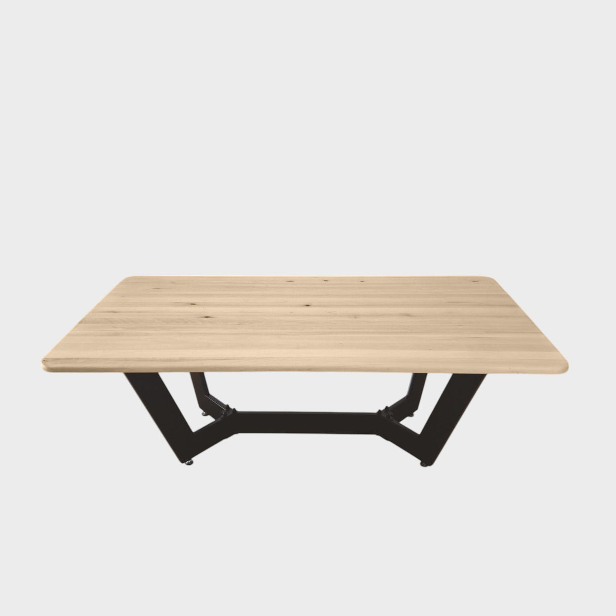 Masuta cafea, cu blat din lemn masiv tei, picior metalic, Hera, 135x72x47 cm - BUZ.RO