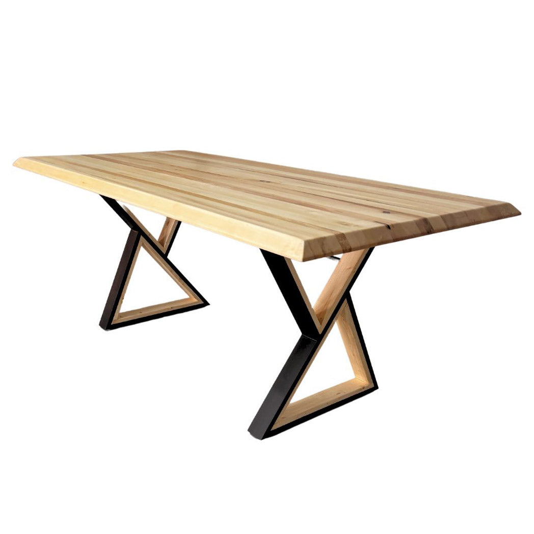 Masa lemn masiv tei, cu picioare masa metal,, Alisson , 200x95x78 cm