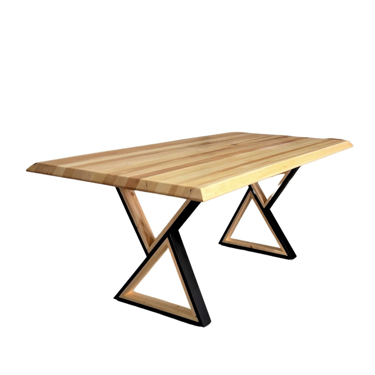 Masa lemn masiv tei, cu picioare masa metal,, Alisson , 200x95x78 cm