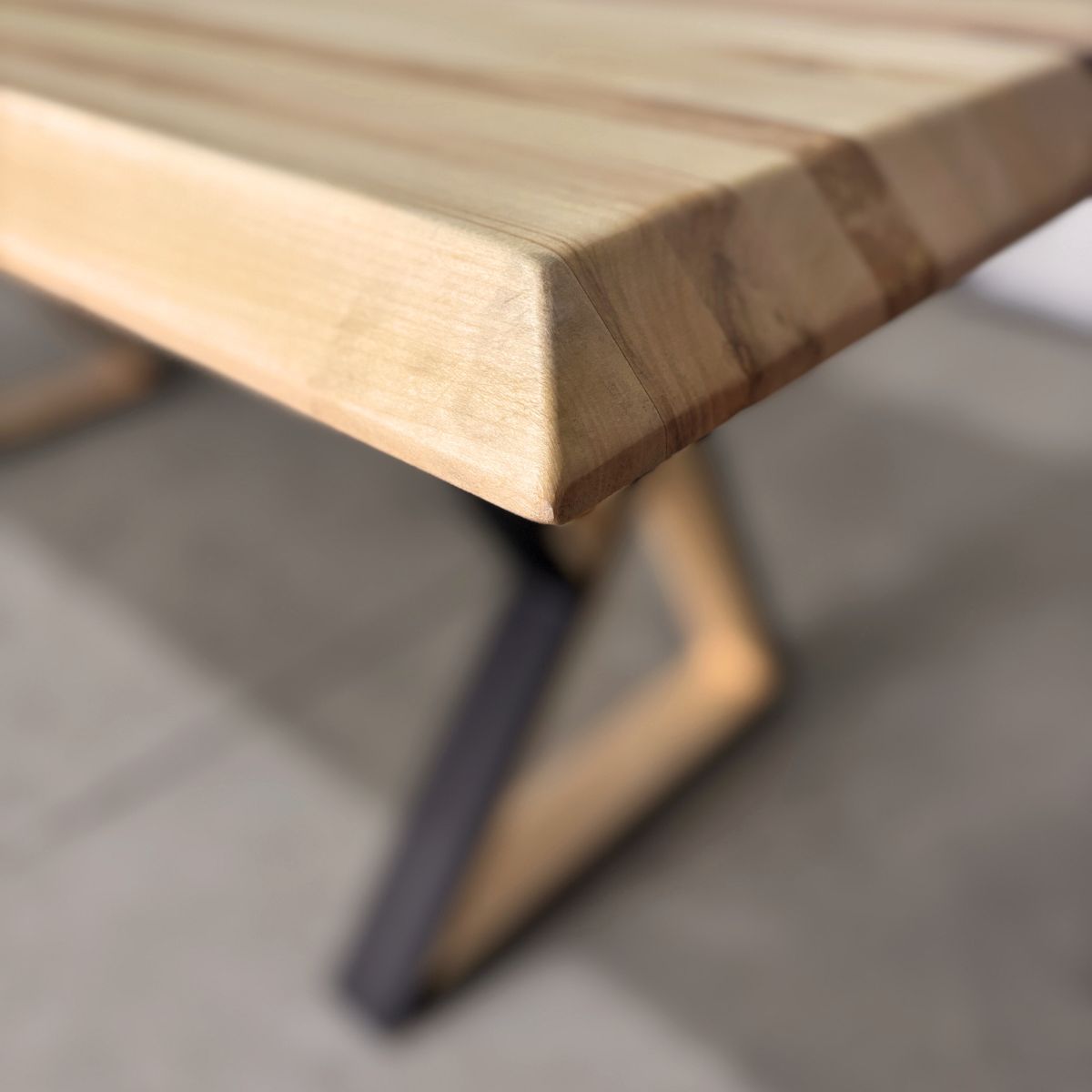 Masa lemn masiv tei, cu picioare masa metal,, Alisson , 200x95x78 cm