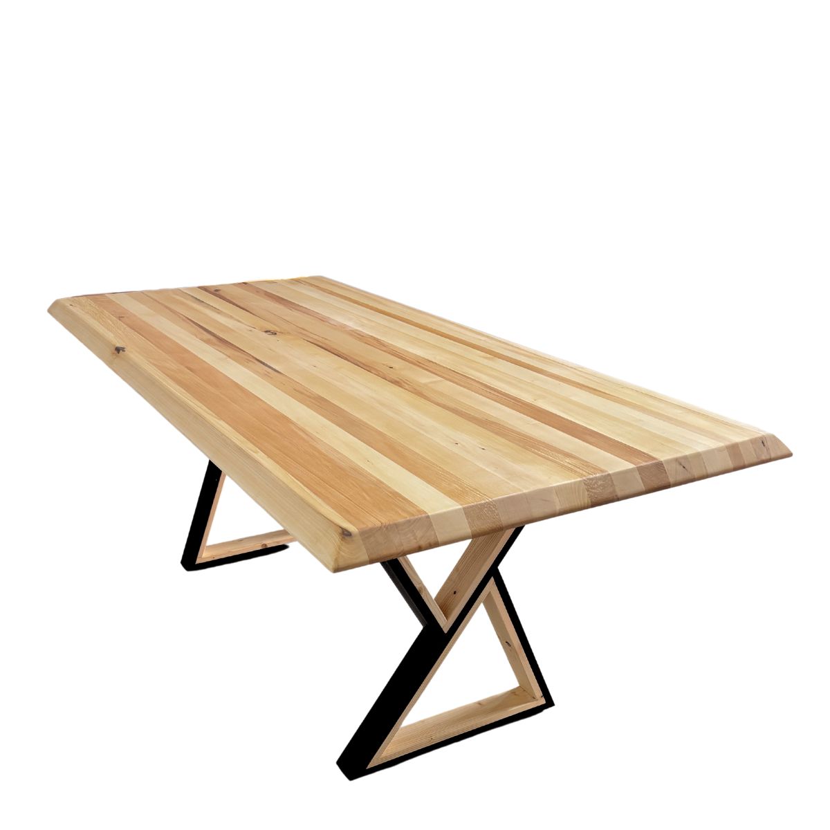 Masa lemn masiv tei, cu picioare masa metal,, Alisson , 200x95x78 cm