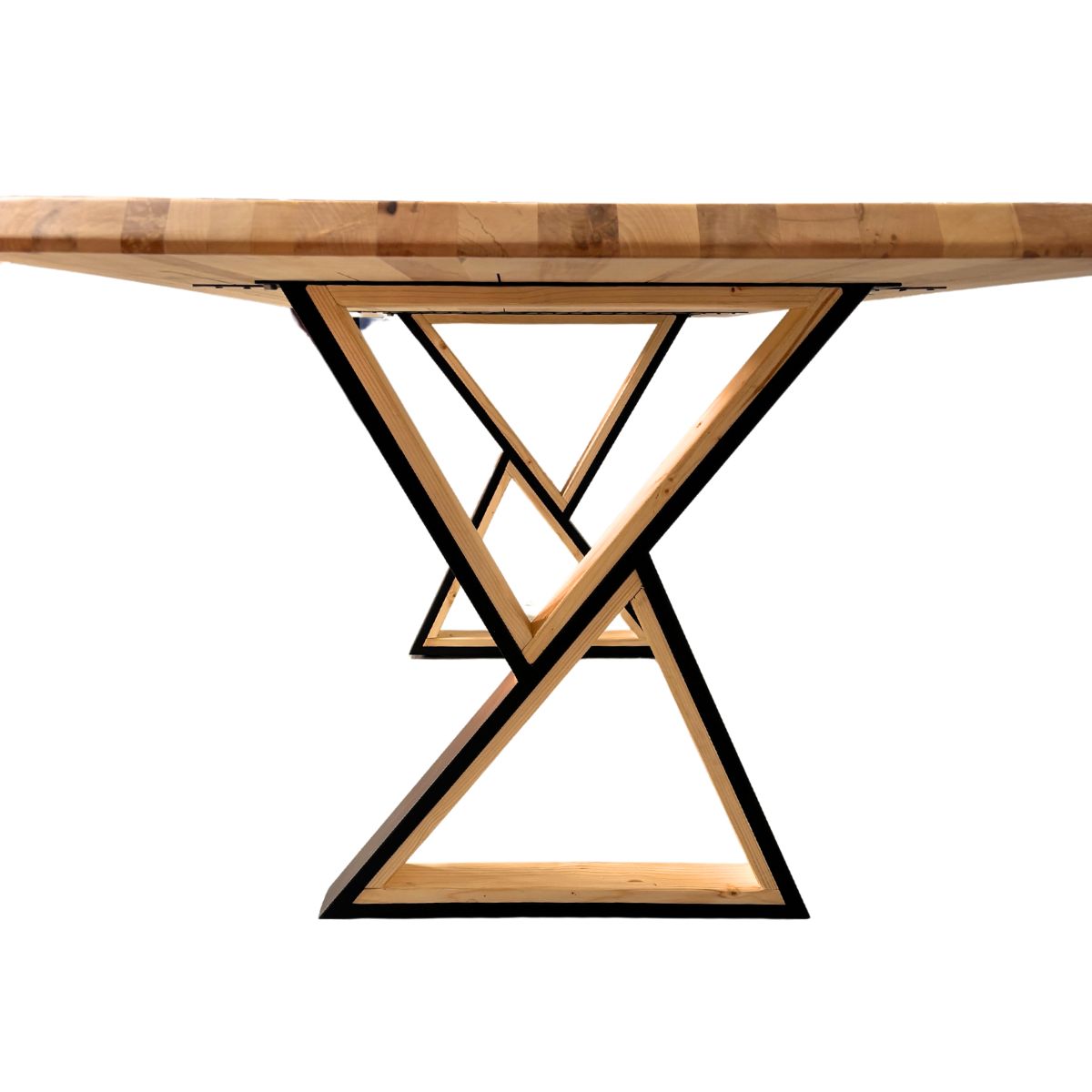 Masa lemn masiv tei, cu picioare masa metal,, Alisson , 200x95x78 cm