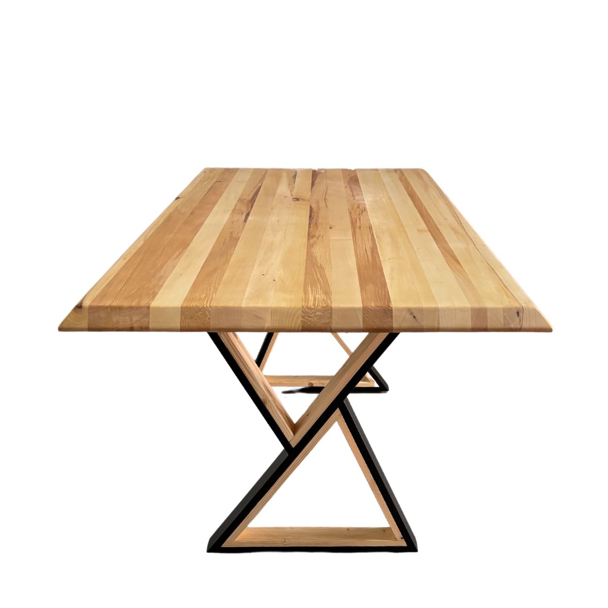 Masa lemn masiv tei, cu picioare masa metal,, Alisson , 200x95x78 cm