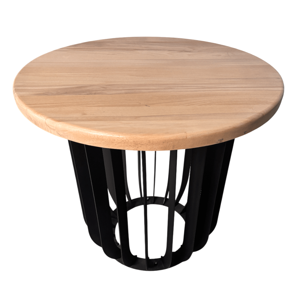 Masuta cafea, masuta living, cu blat lemn masiv tei, picioare masa metal, Camelia, 50X39 cm - BUZ.RO