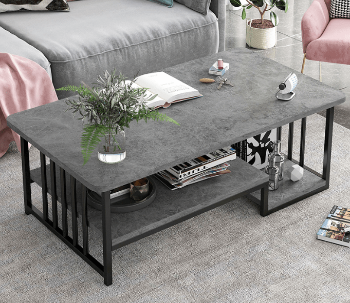 Masuta cafea, masuta living, marmura artificiala, aspect minimalist, modern, 120x60x42 cm - BUZ.RO