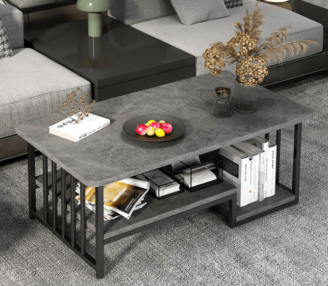 Masuta cafea, masuta living, marmura artificiala, aspect minimalist, modern, 120x60x42 cm - BUZ.RO