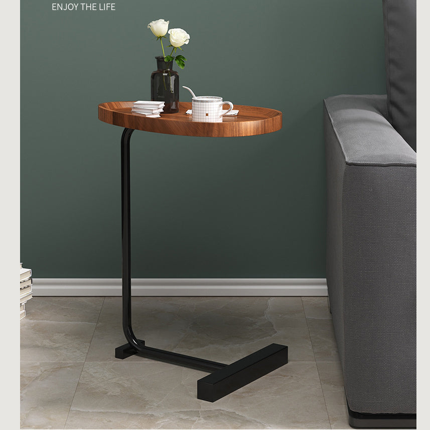 Masuta cafea, picior metalic, portabila, maro, model marmura, 40x30x70cm