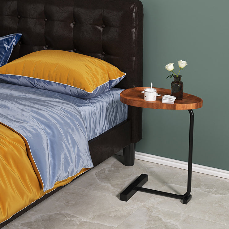 Masuta cafea, picior metalic, portabila, maro, model marmura, 40x30x70cm