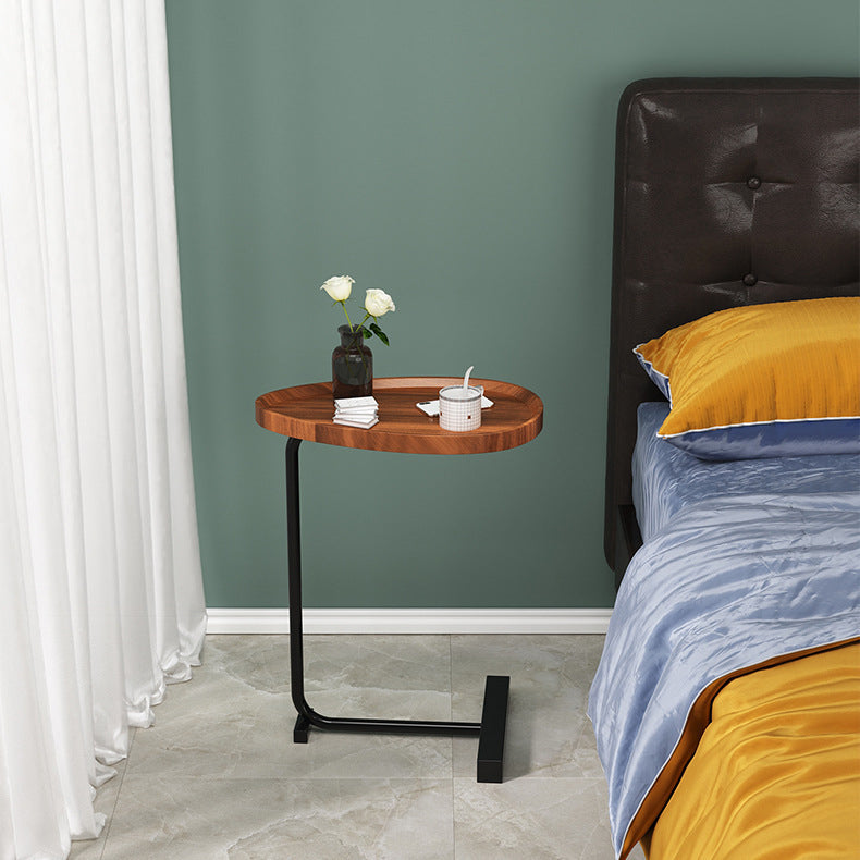 Masuta cafea, picior metalic, portabila, maro, model marmura, 40x30x70cm