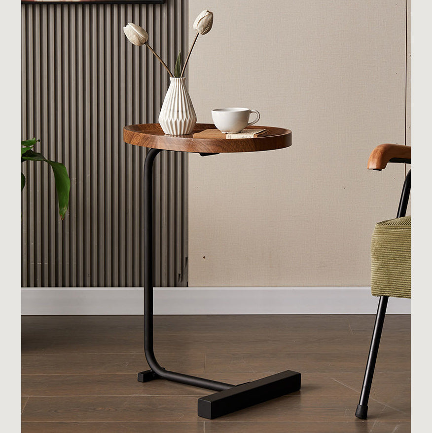 Masuta cafea, picior metalic, portabila, maro, model marmura, 40x30x70cm