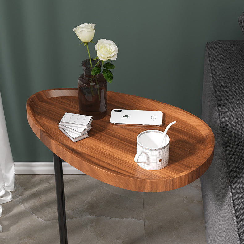 Masuta cafea, picior metalic, portabila, maro, model marmura, 40x30x70cm