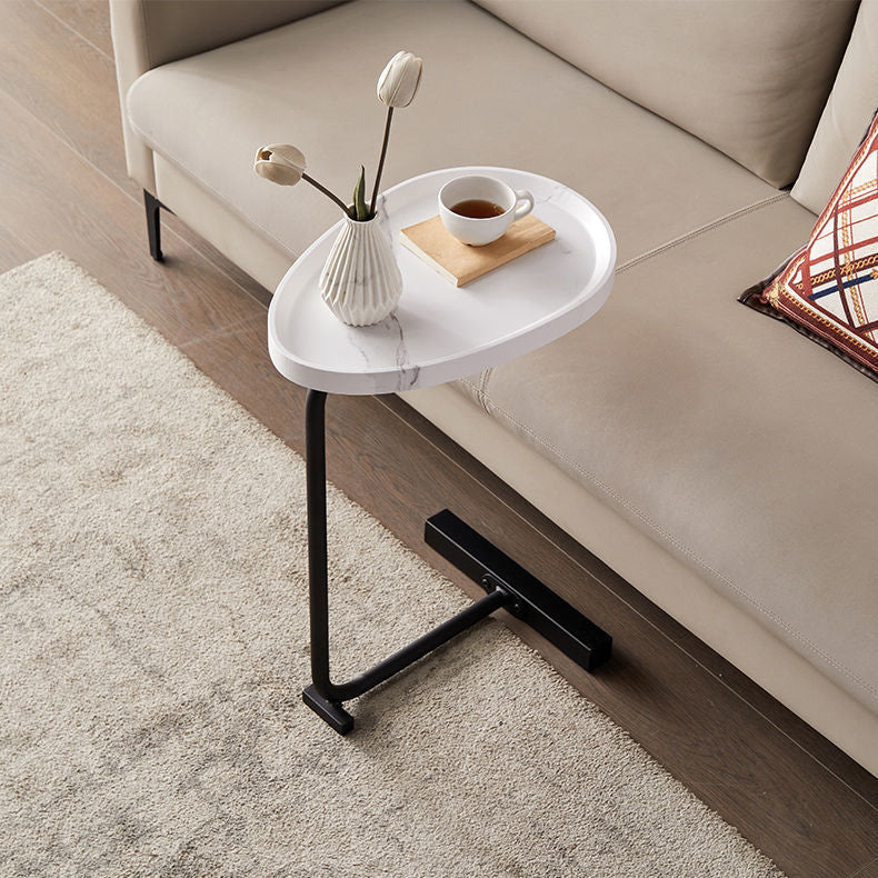 Masuta de cafea cu picior metalic, portabila, model marmura, 40x30x70, LEXI