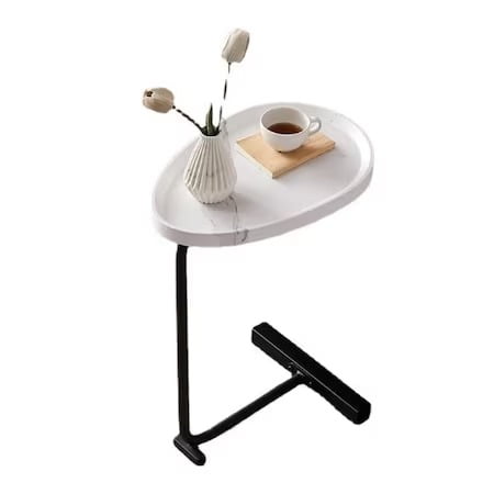 Masuta de cafea cu picior metalic, portabila, model marmura, 40x30x70, LEXI