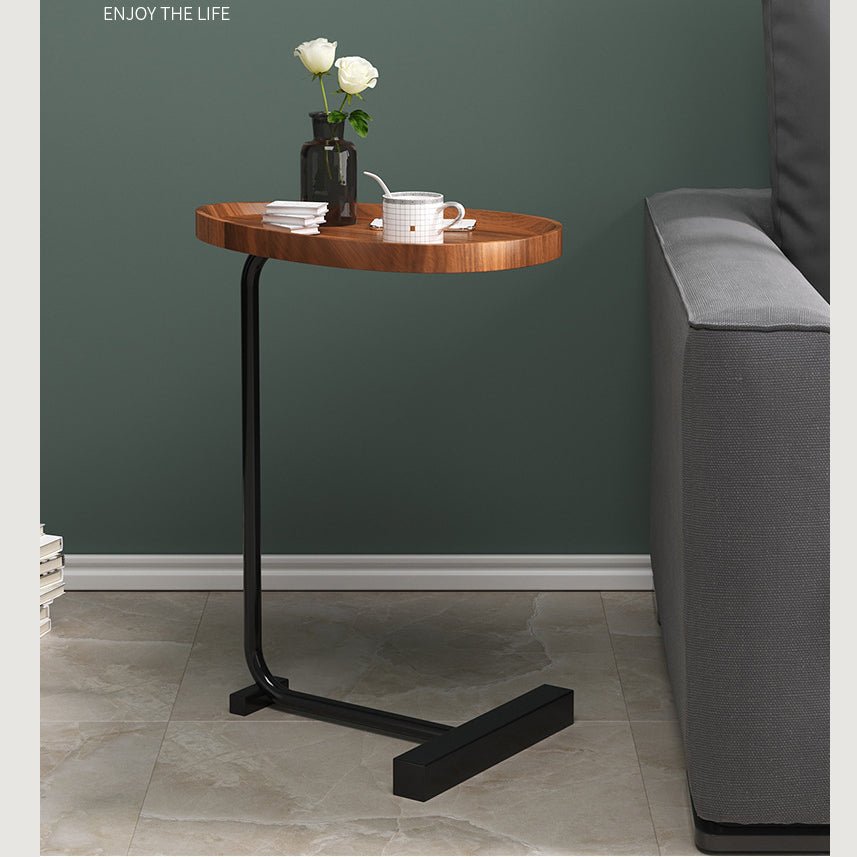 Masuta de cafea cu picior metalic, portabila, model marmura, 40x30x70, LEXI - BUZ.RO