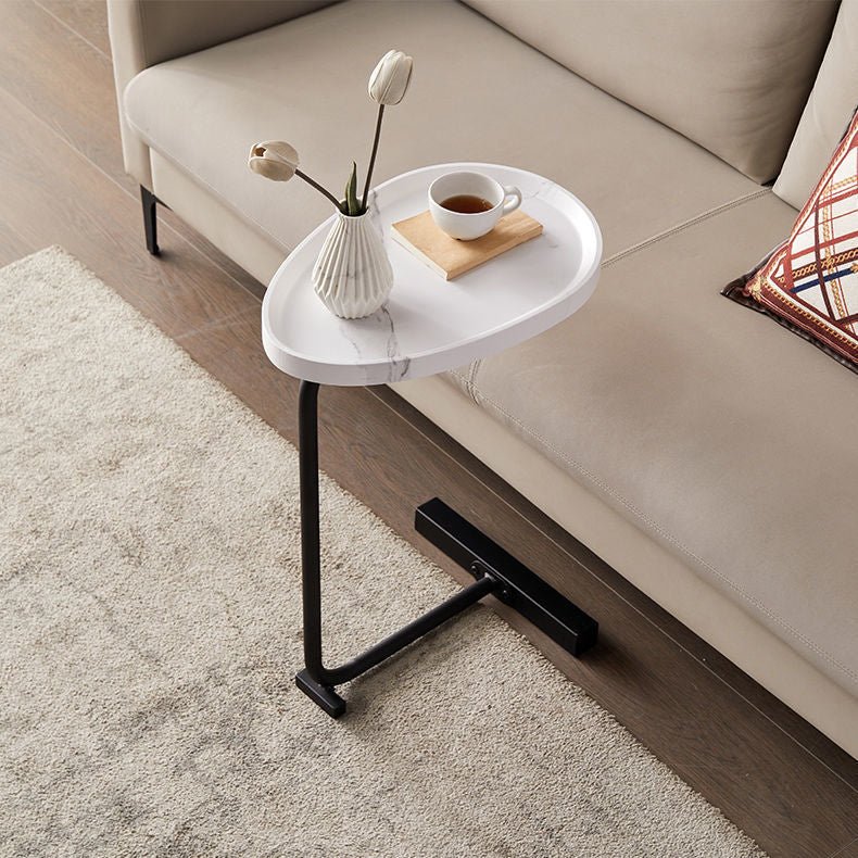 Masuta de cafea cu picior metalic, portabila, model marmura, 40x30x70, LEXI - BUZ.RO