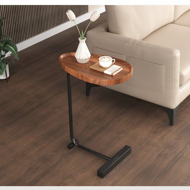 Masuta de cafea cu picior metalic, portabila, model marmura, 40x30x70, LEXI - BUZ.RO