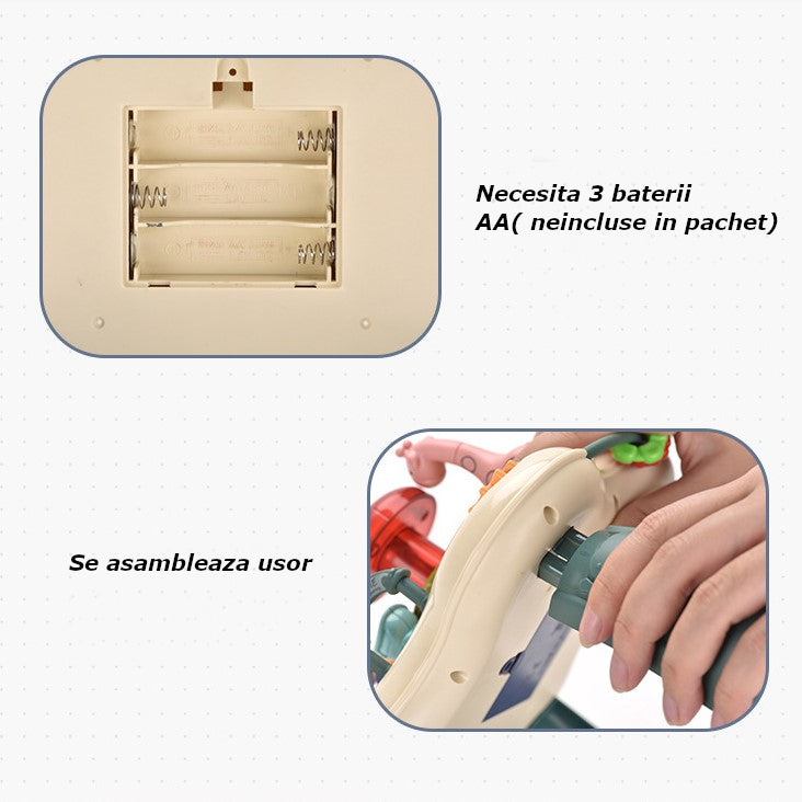 Masuta interactiva pentru bebelusi, copii, cu sunete si jucarii, lumini, educationala