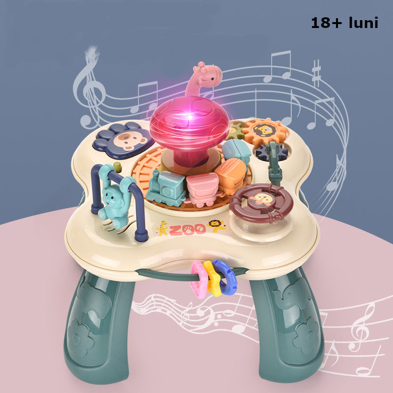 Masuta interactiva pentru bebelusi, copii, cu sunete si jucarii, lumini, educationala