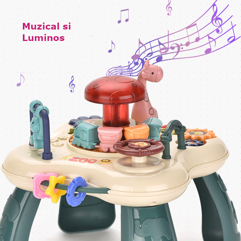 Masuta interactiva pentru bebelusi, copii, cu sunete si jucarii, lumini, educationala