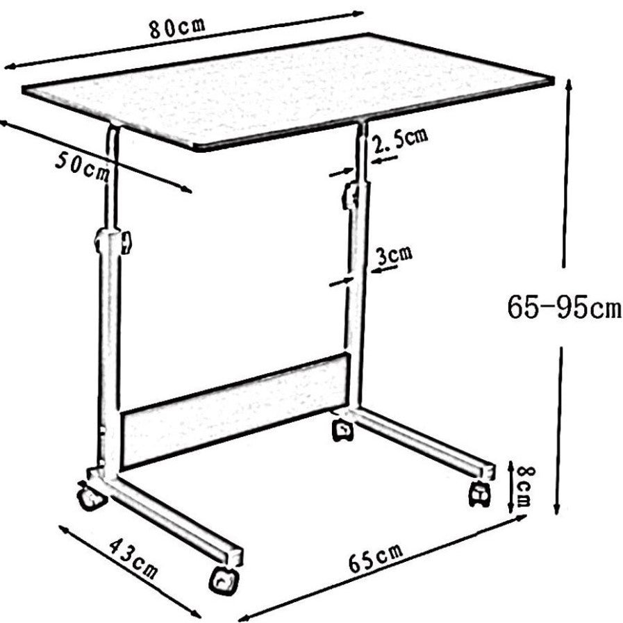 Masuta laptop, reglabila, mini birou, cu roti, masa laptop, blat lemn, ajustabila, ergonomica si mobila, 80x40cm