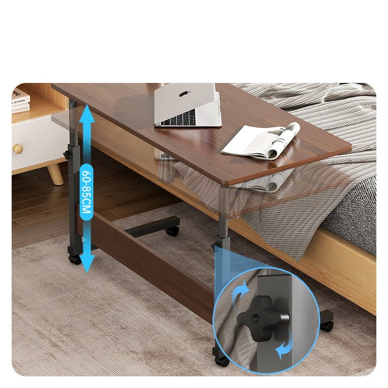 Masuta laptop, reglabila, mini birou, cu roti, masa laptop, blat lemn, ajustabila, ergonomica si mobila, 80x40cm - BUZ.RO