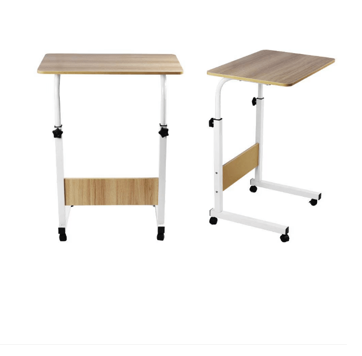 Masuta laptop, reglabila, mini birou, cu roti, masa laptop, blat lemn, ajustabila, ergonomica si mobila, 80x40cm - BUZ.RO