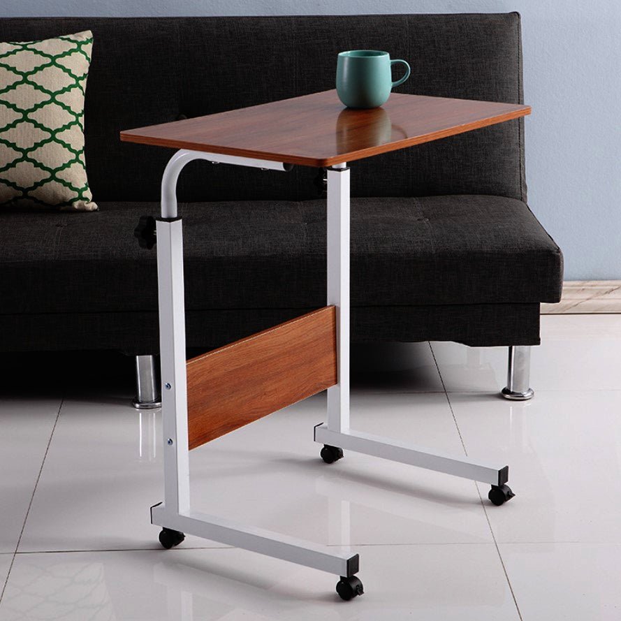 Masuta laptop, reglabila, mini birou, cu roti, masa laptop, blat lemn, ajustabila, ergonomica si mobila, 80x40cm - BUZ.RO