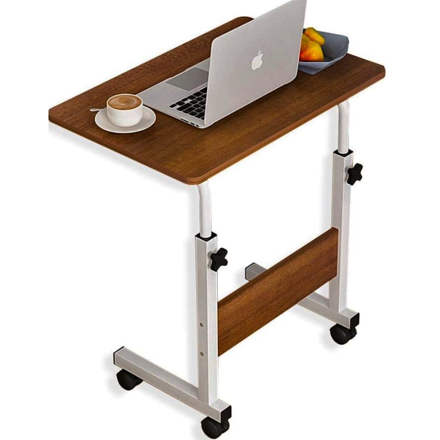 Masuta laptop, reglabila, mini birou, cu roti, masa laptop, blat lemn, ajustabila, ergonomica si mobila, 80x40cm