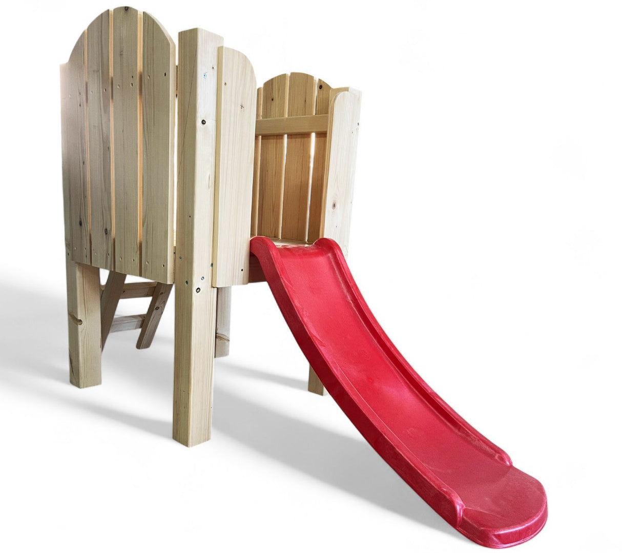 Tobogan complex lemn cu scarita, set joaca, podina, 2-5 ani, 130x80cmx80cm