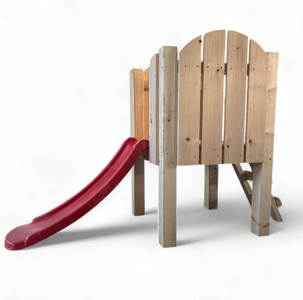 Tobogan complex lemn cu scarita, set joaca, podina, 2-5 ani, 130x80cmx80cm