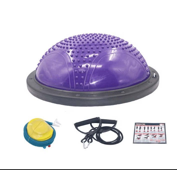 Minge echilibru bosu cu pompa inclusa si corzi elastice, diametru 60cm - BUZ.RO