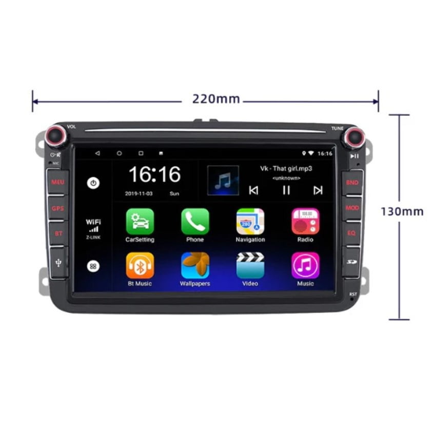Mp5 player auto, navigatie, radio multimedia VW cu Mirroring Android/iOS, hărți offline, control pe volan, bluetooth 5.0 - BUZ.RO